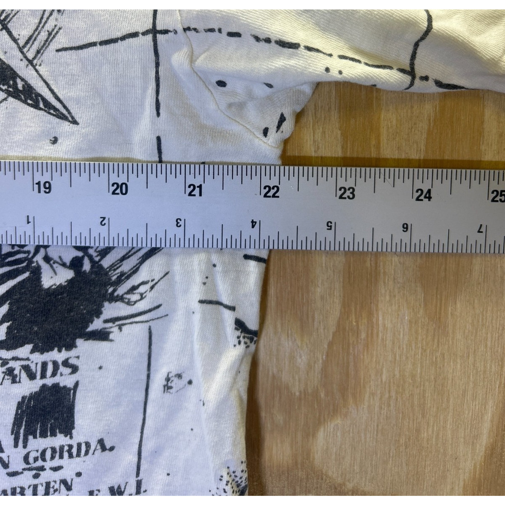 Vintage Caribbean Map Graphic T-Shirt XL White Compass Parrot Cotton USA - Picture 3 of 7